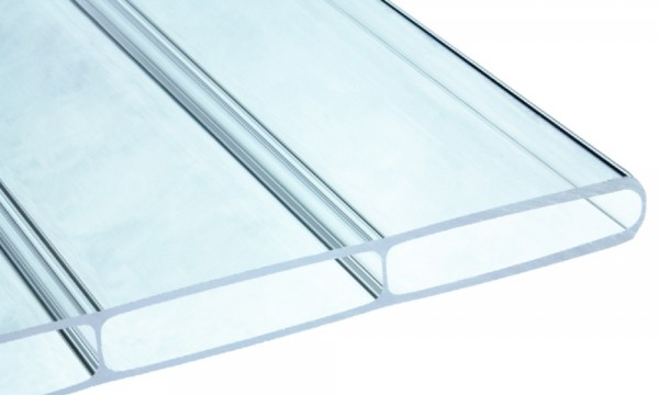 16 mm R.GLAS® Acrylglas-Stegplatte, 64 mm Stegabst., Glasklar, Struktur 2-fach